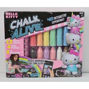 Hello Kitty Chalk Alive 4D Interactive Sidewalk Chalk Art Set 12 Chalks 4 Stenci